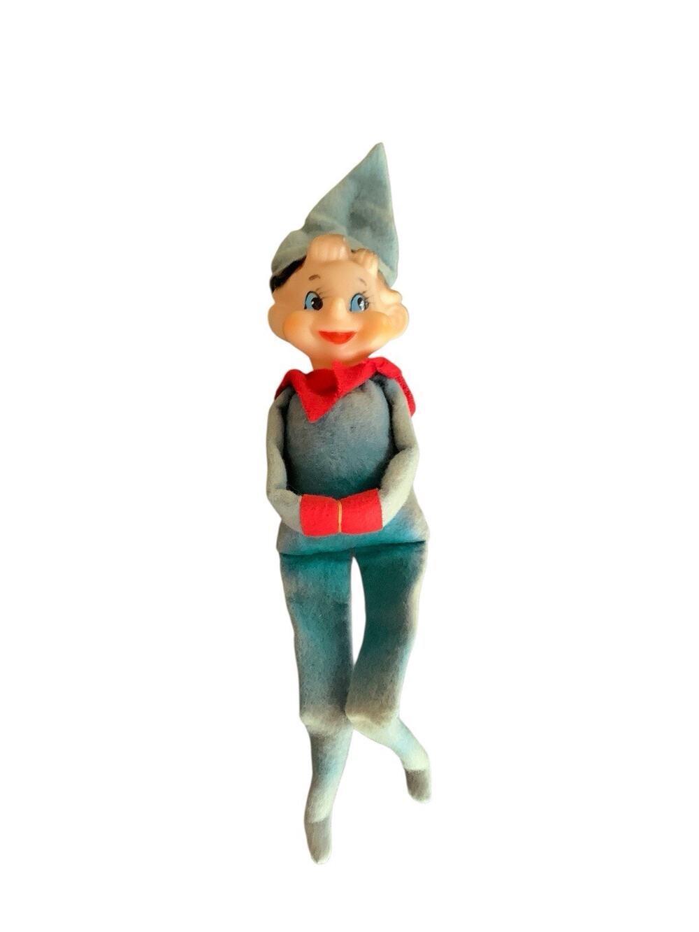 Vintage Christmas ~ Pixie Elf Knee Hugger ~ Green & Red ~ Japan ~ 9”